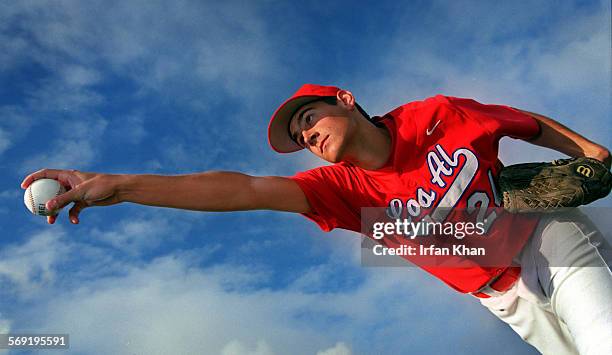 Chris Kluwe who pitches for Los Alamitos High baseball team.