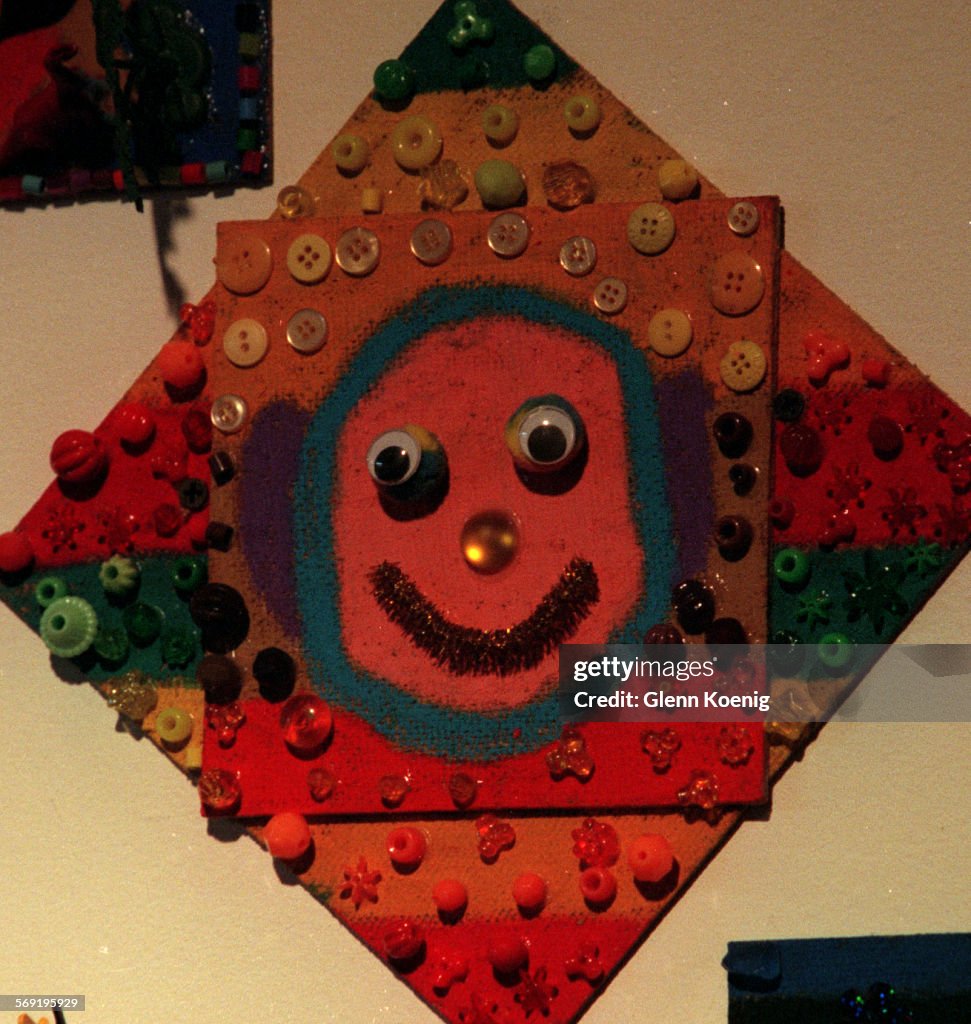 One piece from a display of art work titled "Funky Folk Tales" . Students from Thorpe Fundamental El