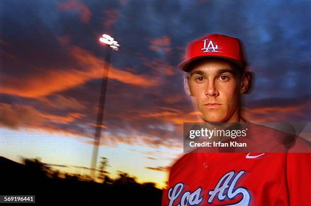 Chris Kluwe who pitches for Los Alamitos High baseball team.