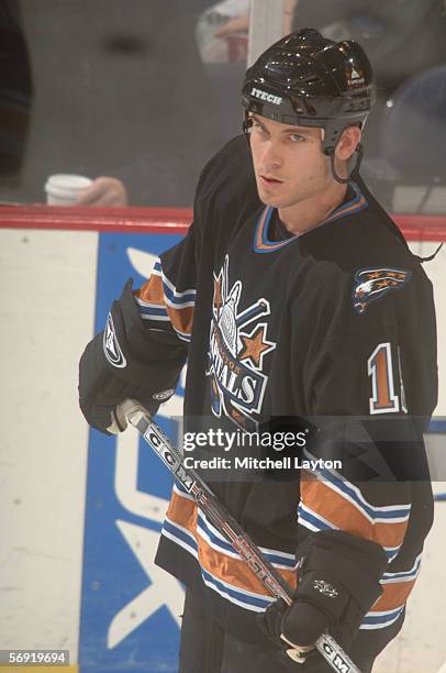 Center Joey Tenute of the Washington Capitals skates in warm-ups during their NHL game against the Florida Panthers on February 7, 2006 at MCI Center...