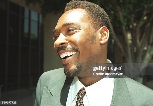 King. 4.0711.RM/a Rodney King smiles after he was found not guilty of spousal battery . He was convicted of misdemeanor hit and run. Photographed...