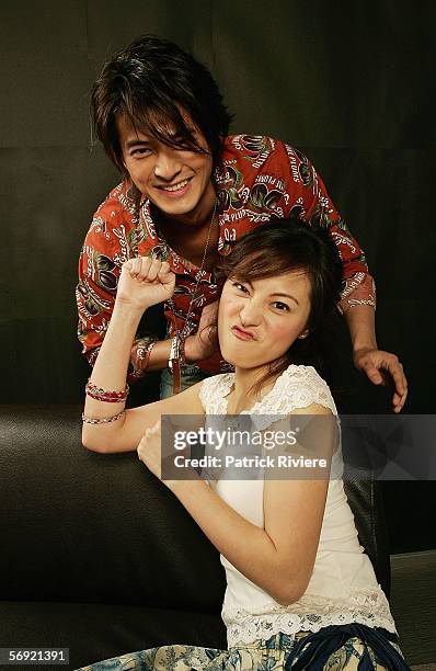 Actors Annie Liu and Dylan Kuo Pin Chao attend a photoshoot during the Bangkok International Film Festival at Siam Paragon Festival Venue on February...