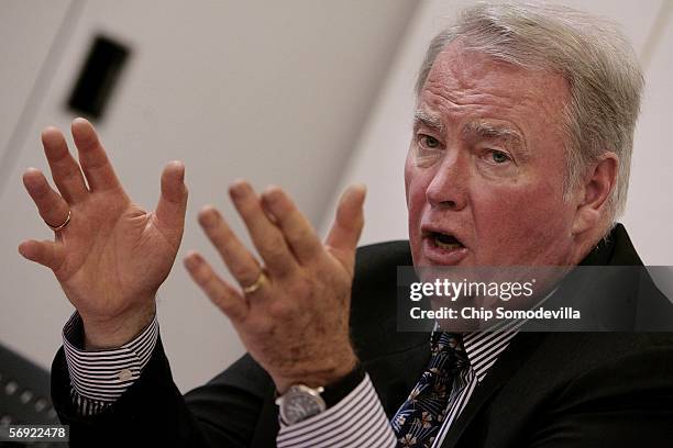 Alaska Governor Frank Murkowski holds a press conference at the Hall of the States February 23, 2006 in Washington, DC. Murkowski announced that an...