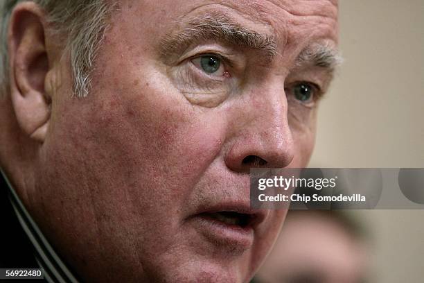 Alaska Governor Frank Murkowski holds a press conference at the Hall of the States February 23, 2006 in Washington, DC. Murkowski announced that an...