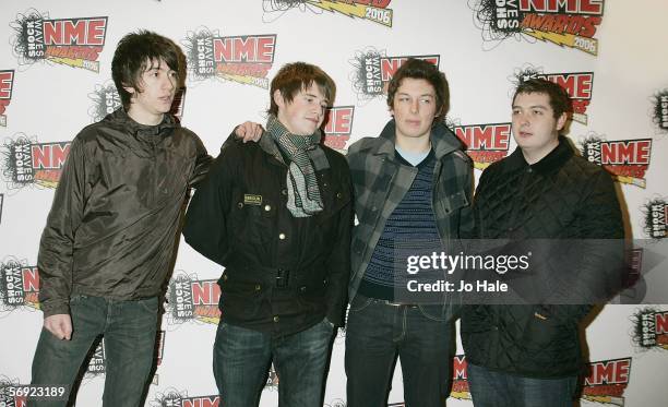 The Arctic Monkeys arrive at the Shockwaves NME Awards 2006, the weekly music magazine's annual awards at which winners are decided by a readers'...