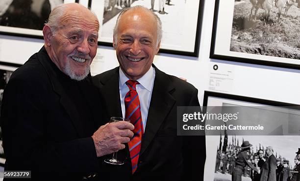 Photographer David Rubinger and Spencer M. Partrich are seen at Eretz Israel: The Birth Of A Nation Private View, a collection of prints by Israel's...