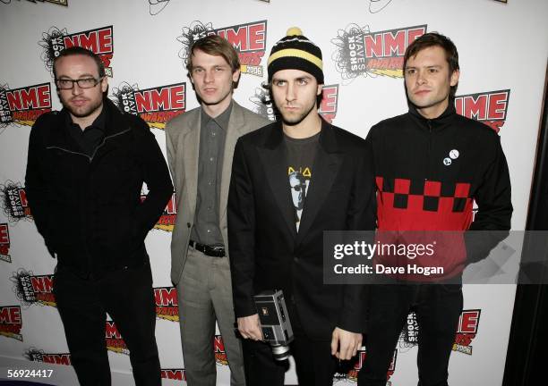 Members of Maximo Park Duncan Lloyd, Tom English, Paul Smith and Lukas Wooller arrive at the Shockwaves NME Awards 2006, the weekly music magazine's...