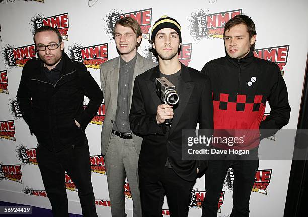 Members of Maximo Park Duncan Lloyd, Tom English, Paul Smith and Lukas Wooller arrive at the Shockwaves NME Awards 2006, the weekly music magazine's...