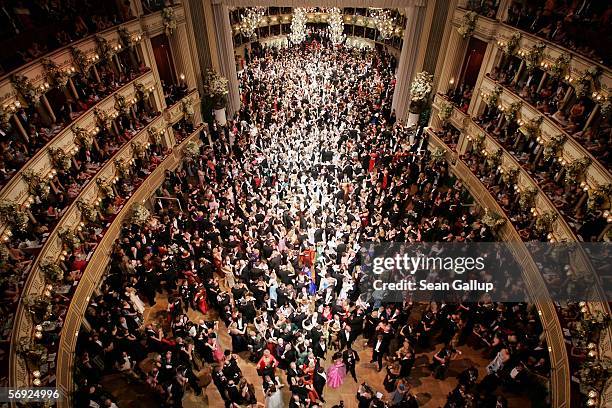 Guests and debutantes waltz at the 50th Vienna Opera Ball February 23, 2006 in Vienna, Austria.