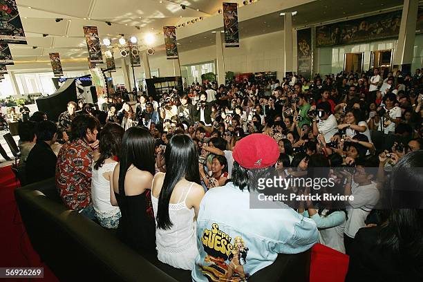 Large crowd attend a press conference with actor Dylan Kuo Pin Chao during the Bangkok International Film Festival at Siam Paragon Festival Venue on...