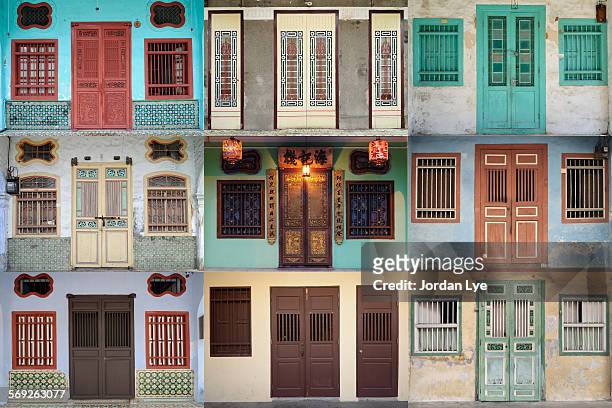 penang heritage doors and widows - george town penang stock-fotos und bilder