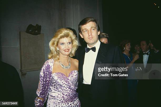 American real estate magnate Donald Trump with his first wife, Ivana at the Costume Institute Gala, held at the Metropolitan Museum of Art, New York...