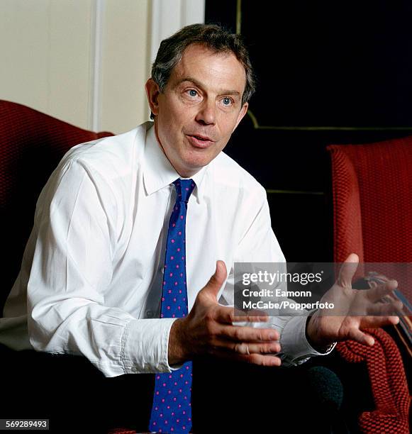 British Prime Minister Tony Blair at 10 Downing Street, London, circa 2000.