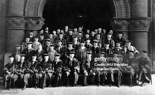 Faculty group portrait, Johns Hopkins University, Baltimore, Maryland, 1916. Whitehead, John Boswell, Andrews, Ethan Allen, Frazer, Joseph Christie...