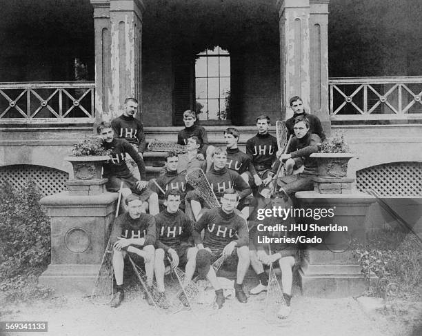 Group photograph Johns Hopkins University team in uniform, Baltimore, Maryland, 1893. John Bascom Crenshaw, William Stuart Symington, Jr, Brantz...
