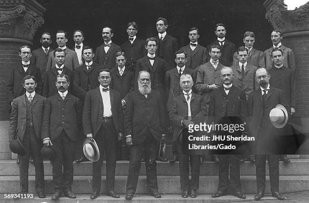Group photograph of Classics and Comparative Philology individuals at Johns Hopkins University, Baltimore, Maryland. 1902, Guernsey, Roscoe, Wilson,...