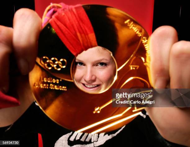 Olympic Gold medalist Julia Mancuso poses for a photo before appearing on NBC's Today Show during the Turin 2006 Winter Olympic Games February 25,...