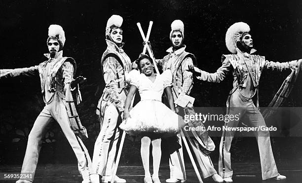 Stephanie Mills as Dorothy and actors in a scene from the Tony Award-winning best musical The Wiz, 1984.