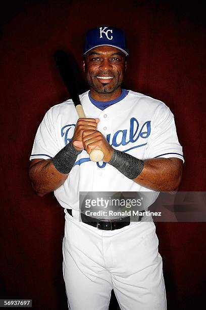 Reggie Sanders of the Kansas City Royals poses for a portrait during Spring Training Photo Day at Surprise Stadium on February 25, 2006 in Surprise,...
