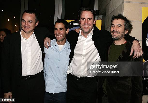 Producer Christian Valdelievre, writer/director Fernando Eimbcke,Warner Independent Pictures president Mark Gill and Alfonso Cuaron attend the...