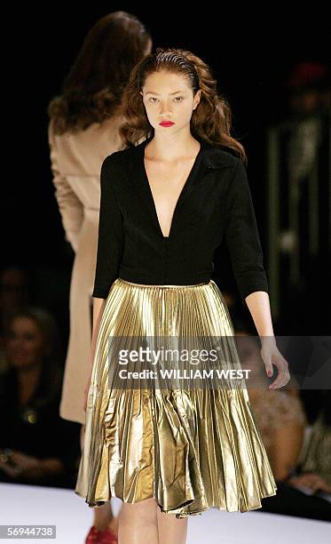 Model parades an outfit from the winter collection of Australian designer Martin Grant during Melbourne Fashion Week, 27 February 2006. The festival...