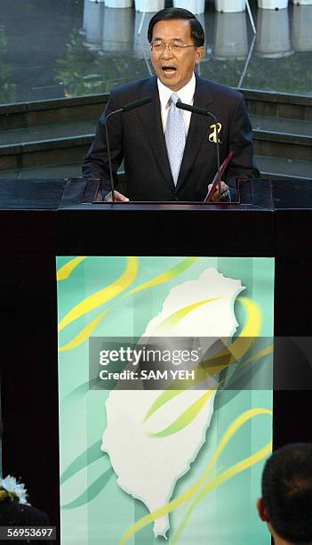 Taiwanese President Chen Shui-bian speaks during the 59th anniversary of the 1947 incident in Taipei 28 February 2006. Taiwan marked the anniversary...