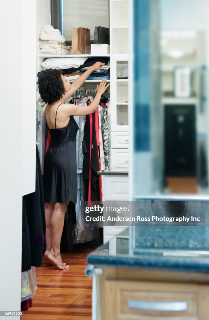 Woman getting dressed