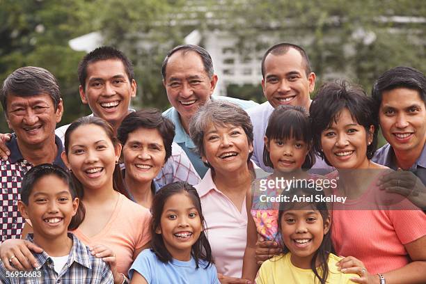 family group portrait - filipino family reunion foto e immagini stock