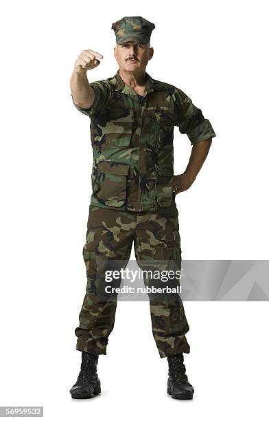 portrait of a man in a military uniform - drill sergeant fotografías e imágenes de stock