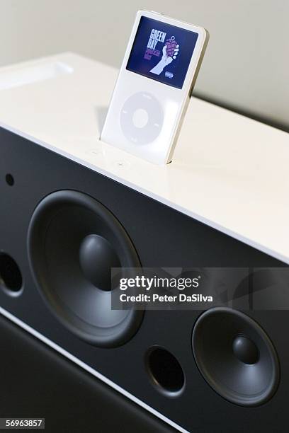 The new iPod Hi-Fi speaker system designed for the iPod is displayed at a special Apple event February 28, 2006 in Cupertino, California. Along with...