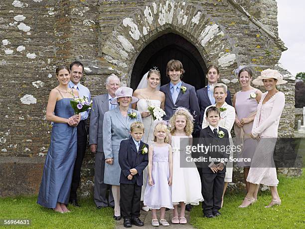 family portrait at wedding - ceremony bildbanksfoton och bilder