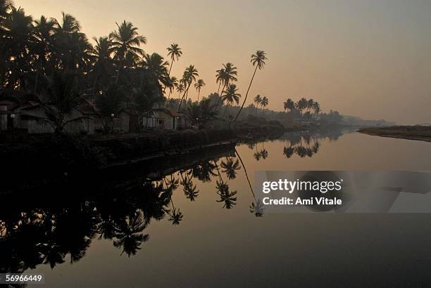 The backwaters of Goa are shown in the early morning before tourists wake up after late night reveling on February 27, 2006 in Arambol, Goa, India....
