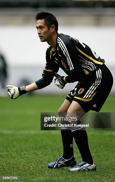 Goalkeeper Yoshikatsu Kawaguchi of Japan issues instructions to the team during the international friendly match between Japan and Bosnia Herzegovina...