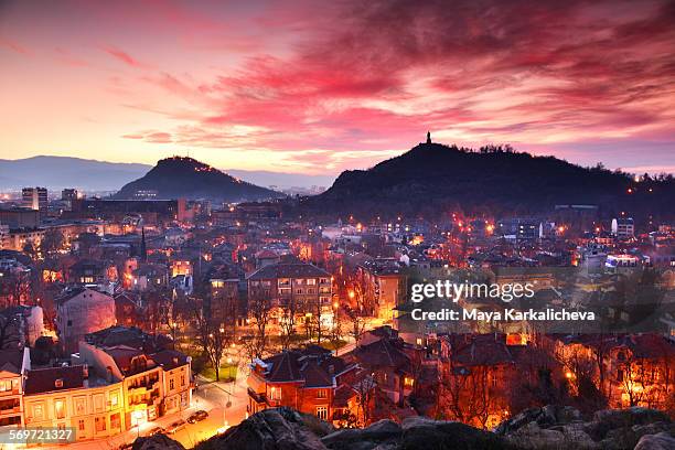 plovdiv city at night , europe, bulgaria - plovdiv bulgaria stock pictures, royalty-free photos & images