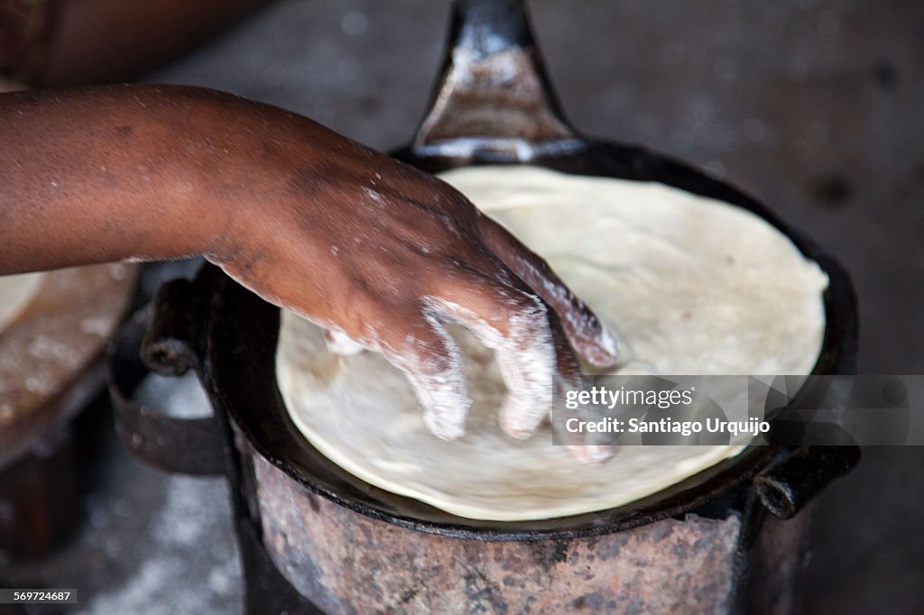 Making chapati bread