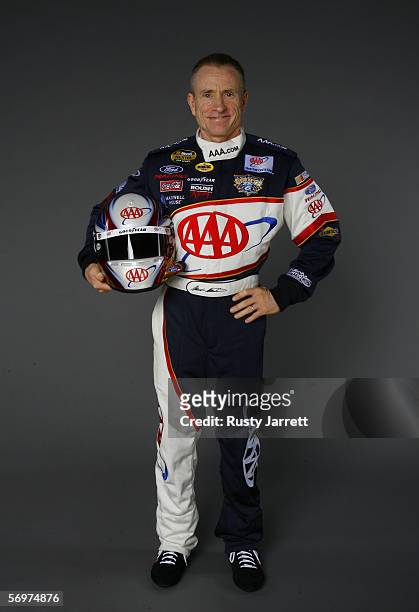 Mark Martin, driver of the AAA Ford at NASCAR media day Daytona International Speedway on February 9, 2006 in Daytona, Florida.