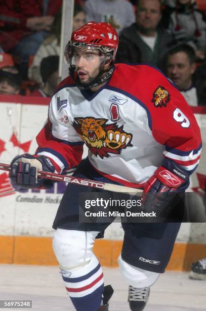 Philippe Dupuis of the Moncton Wildcats skates against the Halifax Mooseheads at the Halifax Metro Centre on January 8, 2006 in Halifax, Nova Scotia,...