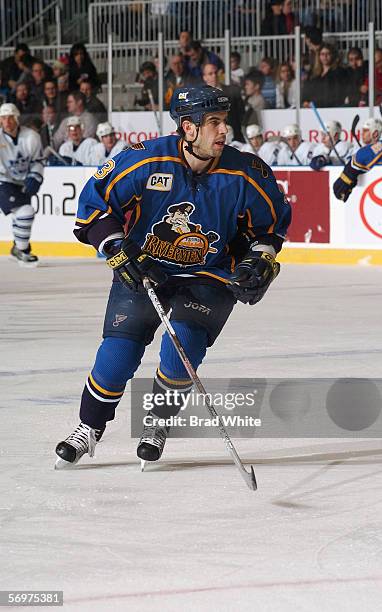 Mike Mottau of the Peoria Rivermen skates against the Toronto Marlies at Ricoh Coliseum on February 3, 2006 in Toronto, Ontario, Canada. The Rivermen...