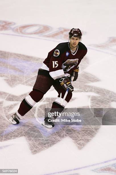 Jared Aulin of the Hershey Bears skates against the Bridgeport Sound Tigers at the Arena at Harbor Yard on December 7, 2005 in Bridgeport,...