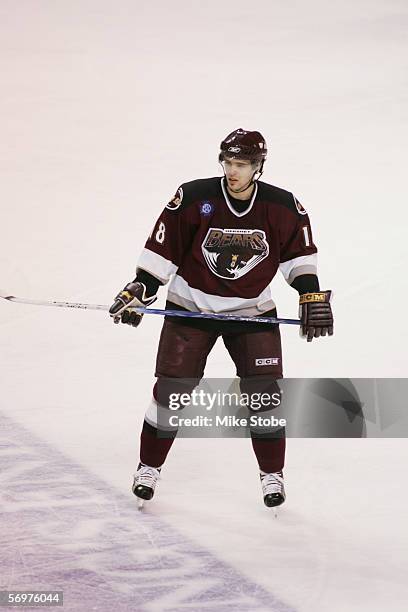 Jakub Klepis of the Hershey Bears skates against the Bridgeport Sound Tigers at the Arena at Harbor Yard on December 7, 2005 in Bridgeport,...