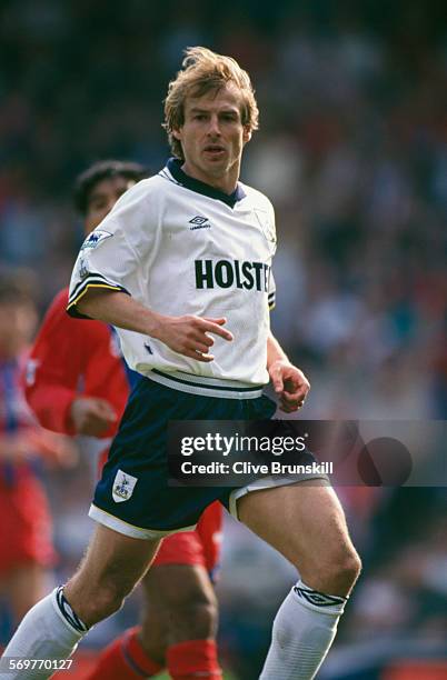 German football player Jürgen Klinsmann of Tottenham Hotspur during a match against Crystal Palace in the FA Carling Premiership, Selhurst Park,...