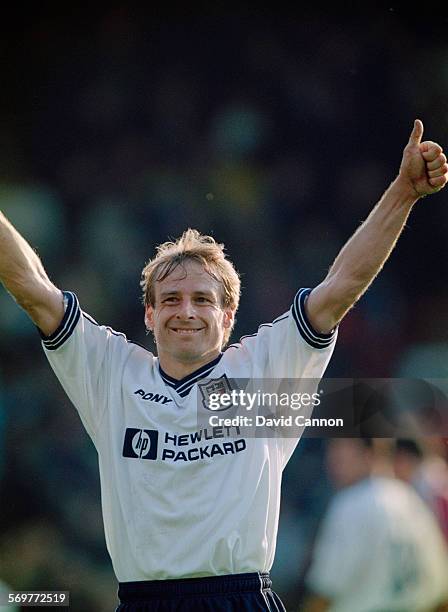 German footballer Jürgen Klinsmann of Tottenham Hotspur, during an FA Carling Premiership match against Crystal Palace at Selhurst Park, London, 28th...