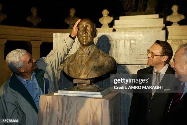 Zahi Hawass , secretary general of Egypt's Supreme Council of Antiquities, unveils with the Ambassador of the Russian Federation in Cairo Michael...