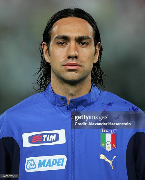 Alessandro Nesta of Italy looks on during the line up at the international friendly match between Italy and Germany at the Artemio Franchi Stadium on...