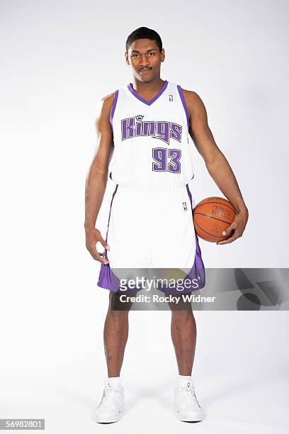 Ron Artest of the Sacramento Kings poses for a portrait before the game against the Memphis Grizzlies at Arco Arena on February 7, 2006 in...