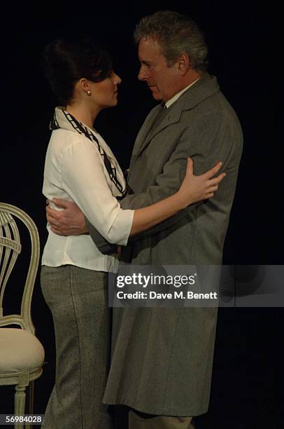 Abi Titmuss performs at the curtain call and in her dressing room following the press night production of the new Arthur Miller play 'Two-Way Mirror'...