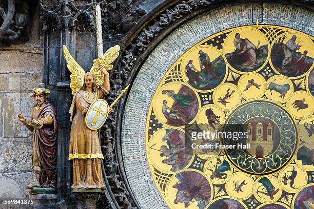 astronomical clock, prague - prague clock stock pictures, royalty-free photos & images