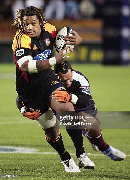 Sione Lauaki of the Chiefs in action during the round four Super 14 match between the Chiefs and the Queensland Reds played at Waikato Stadium March...