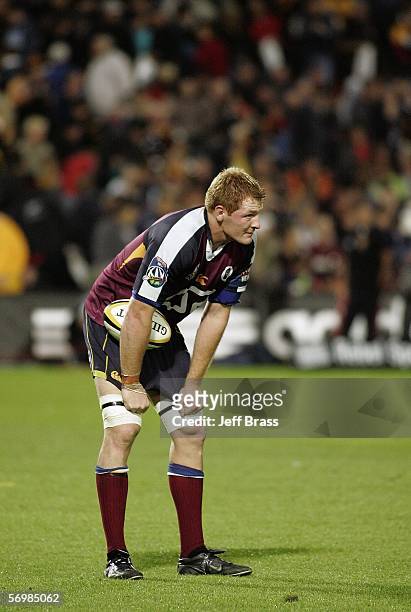 Cameron Treloar of the Queensland Reds looking dejected after another loss in the round four Super 14 match between the Chiefs and the Queensland...