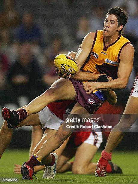 Michael Rischitelli of the Lions in action during the round two NAB Cup match between the Melbourne Demons and the Brisbane Lions at the Telstra Dome...